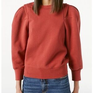 Frame Denim Pleated Panel Crew neck Sweatshirt in Redwood Size Small